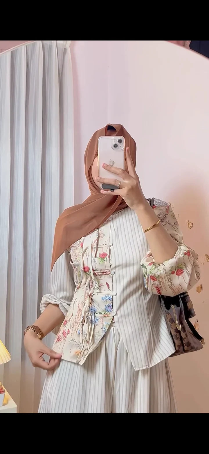 FLOWER STRIP SHIRT SKIRT