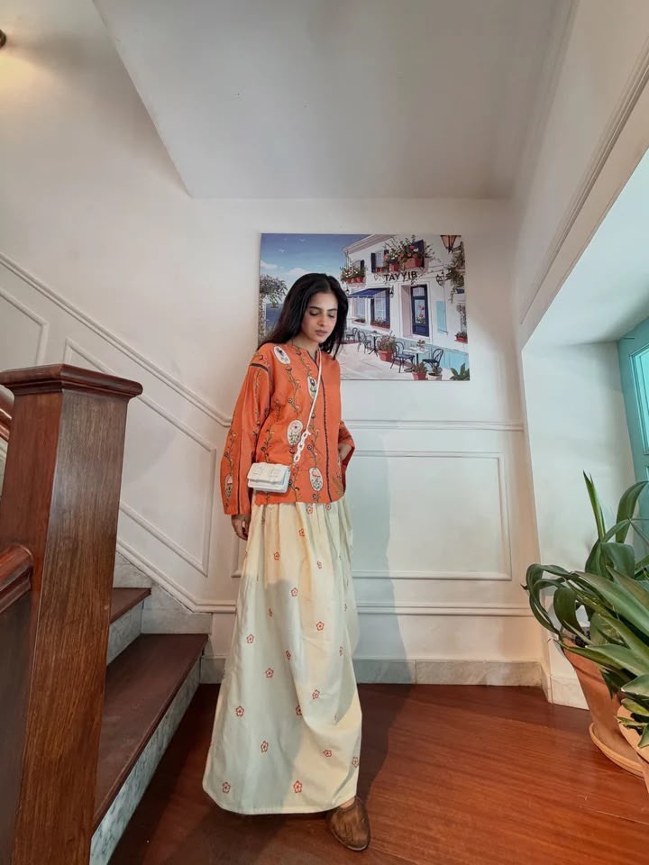 Embroidered Shirt & Skirt Set