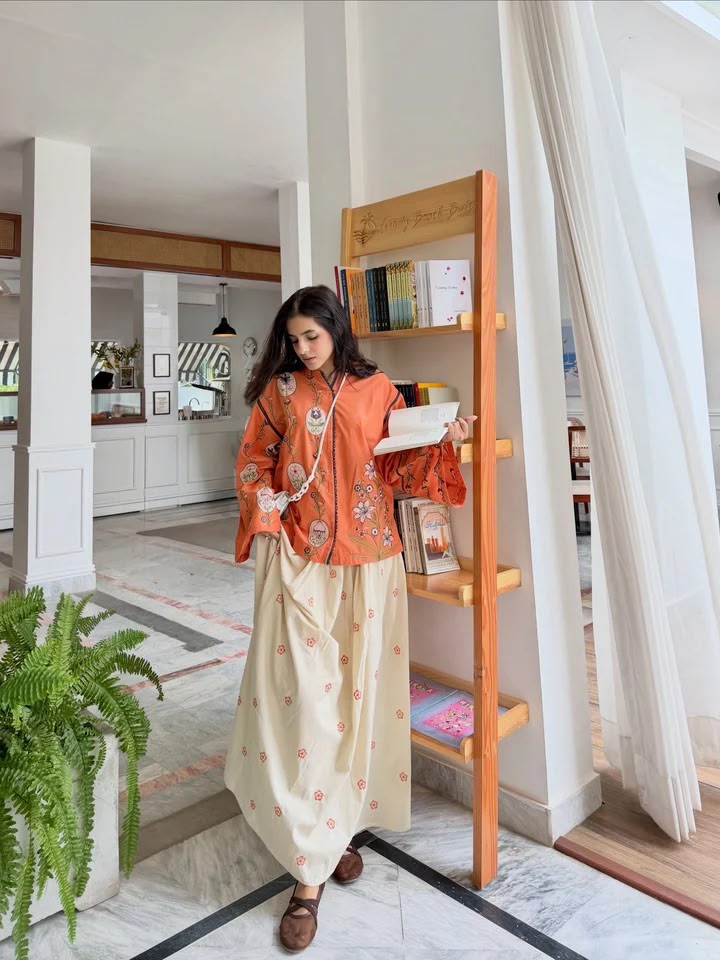 Embroidered Shirt & Skirt Set